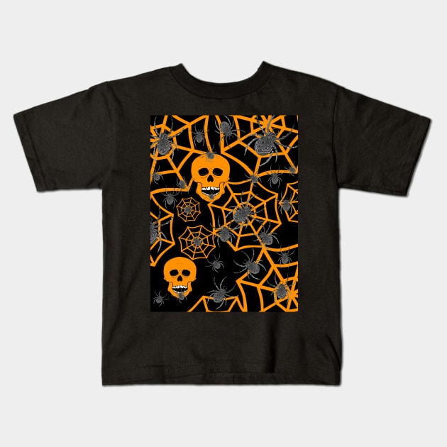 Halloween Orange Skull Kids T-Shirt by SartorisArt1